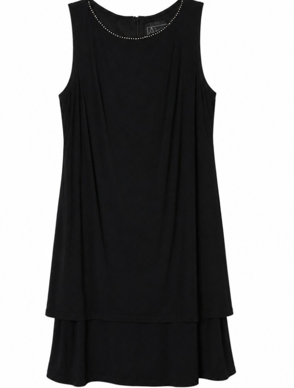 Alex Evenings Women's Size 12 Black Sleeveless Layered Midi Dress